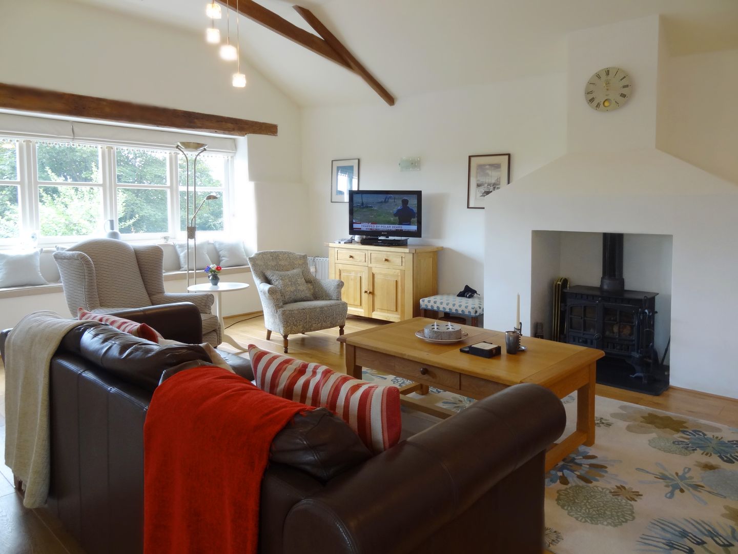 Crosscombe Barn Loddiswell Living Room With Fire